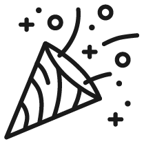 Piktogramm einer Konfettikanone.